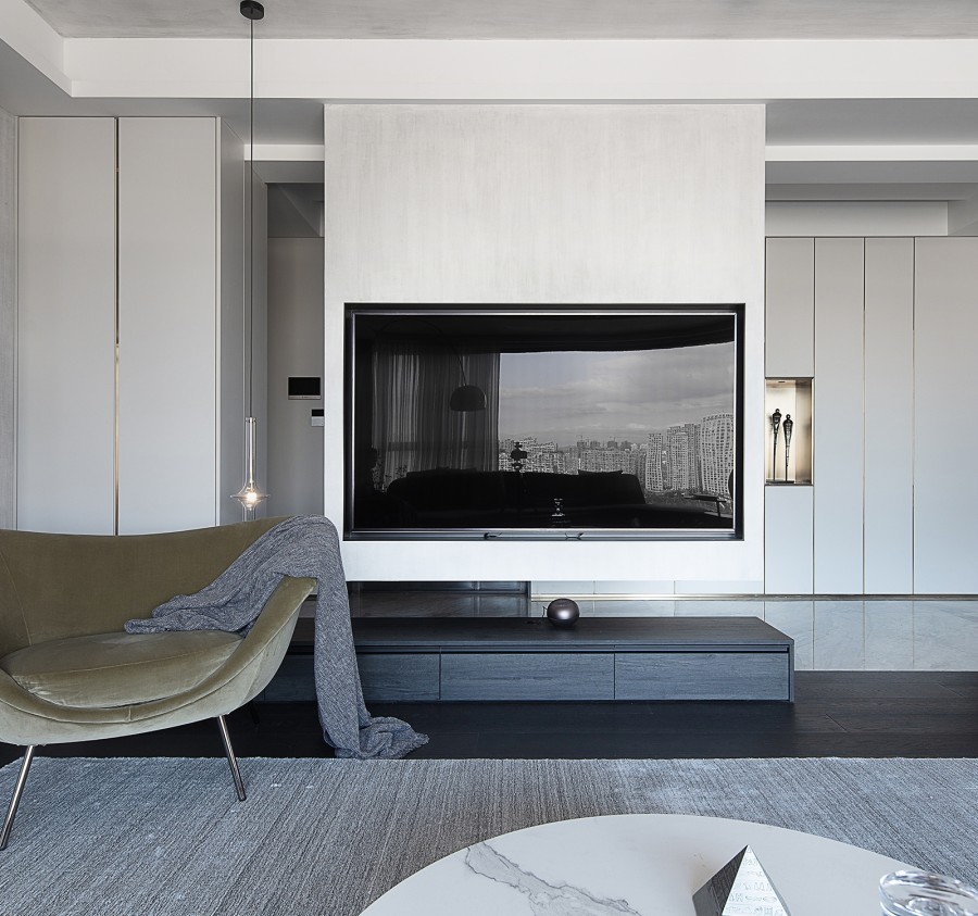 現代簡約大平層三居室裝修客廳效果圖