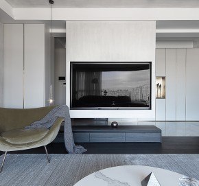 現代簡約大平層三居室裝修客廳效果圖