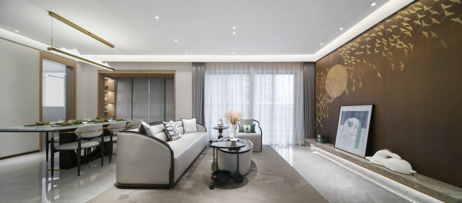 中式四居室裝修客廳效果圖