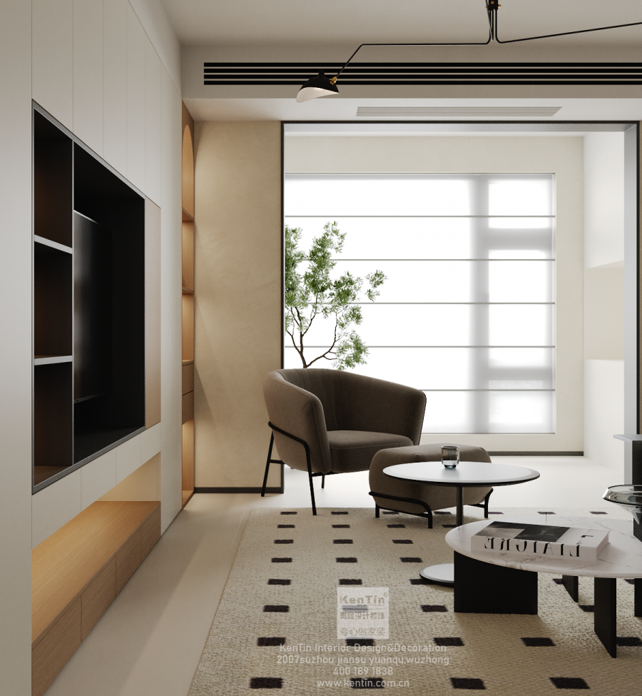 雍景灣現(xiàn)代簡(jiǎn)約三居室客廳裝修效果圖