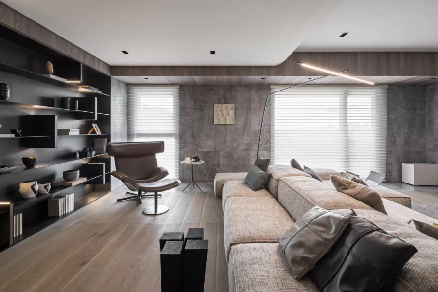 現代簡約大平層三居室客廳裝修效果圖