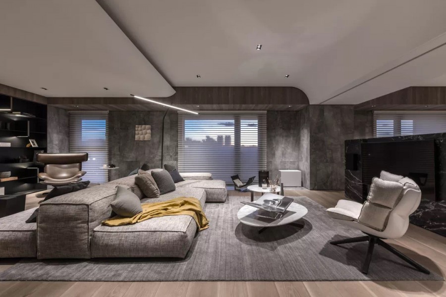 現代簡約大平層三居室客廳裝修效果圖