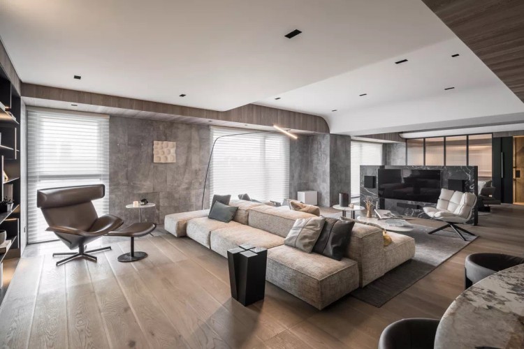 現(xiàn)代簡約大平層三居室裝修效果圖