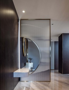 新中式別墅裝修玄關效果圖