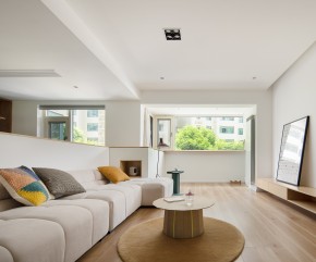 原木風大平層客廳裝修效果圖