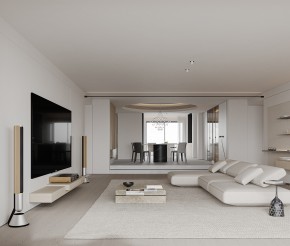 現代奶油風三居室客廳裝修效果圖