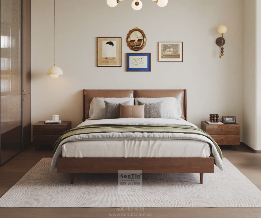 蘇州灣景苑中古風三居室臥室裝修效果圖