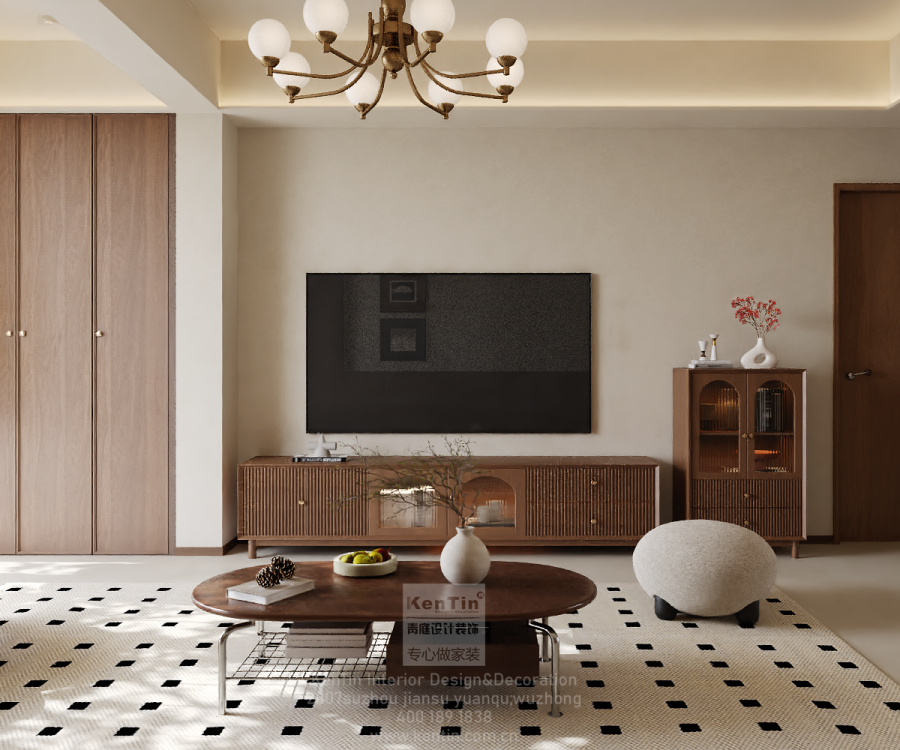 蘇州灣景苑中古風三居室客廳裝修效果圖