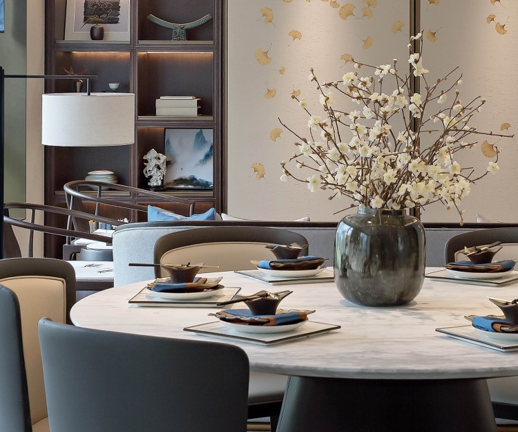 新中式別墅餐廳裝修效果圖