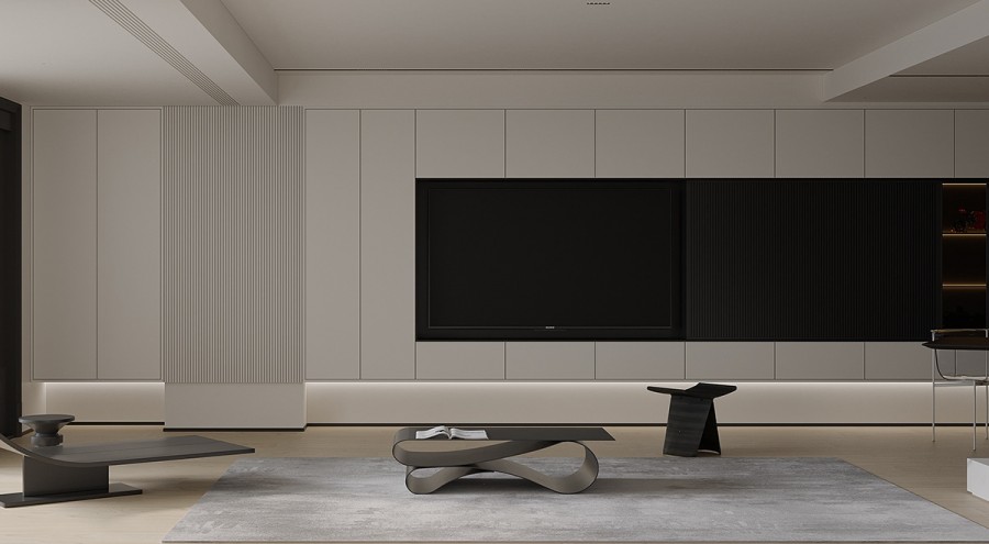 現代簡約大平層客廳裝修效果圖