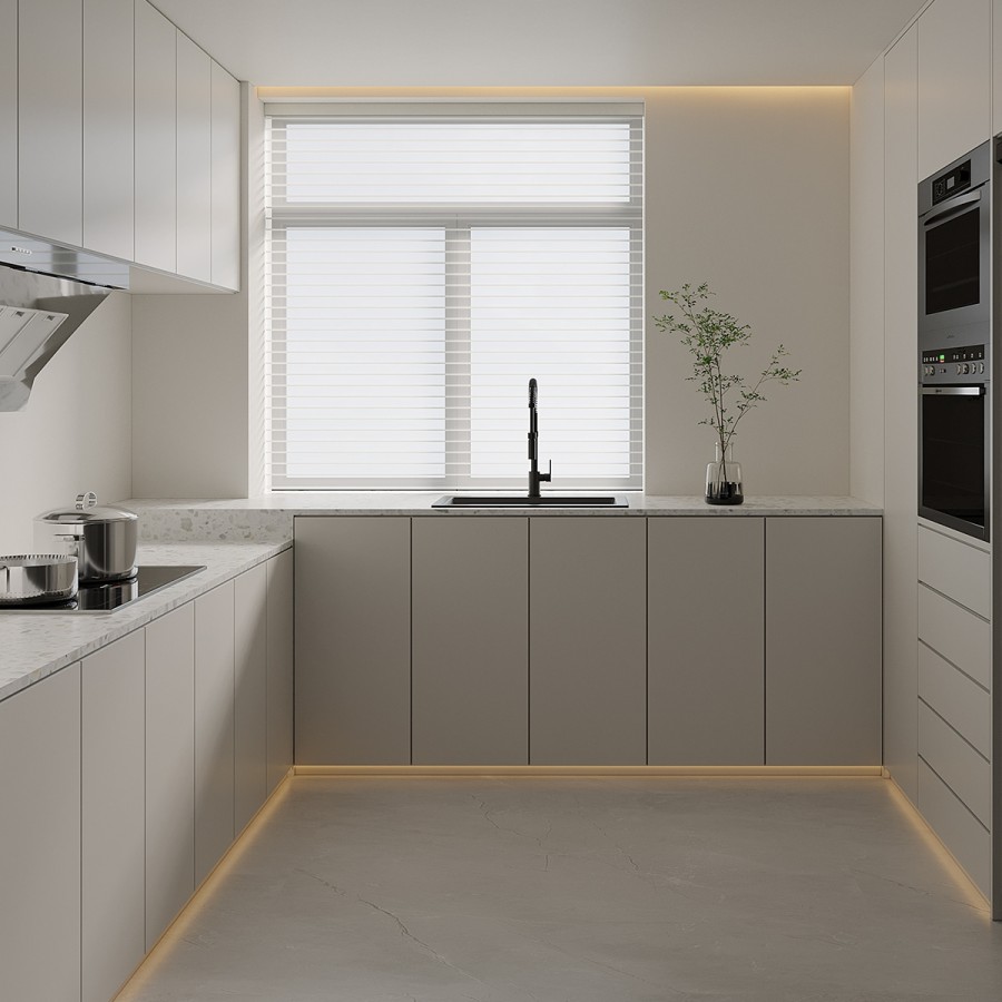 現代簡約大平層廚房裝修效果圖