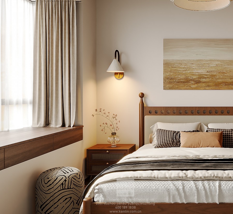 湖韻佳苑中古風三居室臥室裝修效果圖