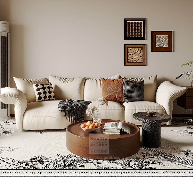 湖韻佳苑中古風三居室裝修效果圖