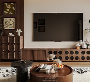 湖韻佳苑中古風三居室客廳裝修效果圖