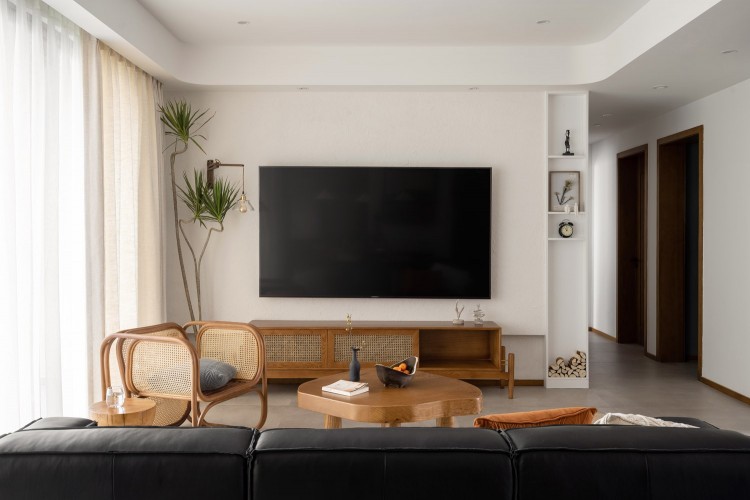 原木風三居室裝修效果圖