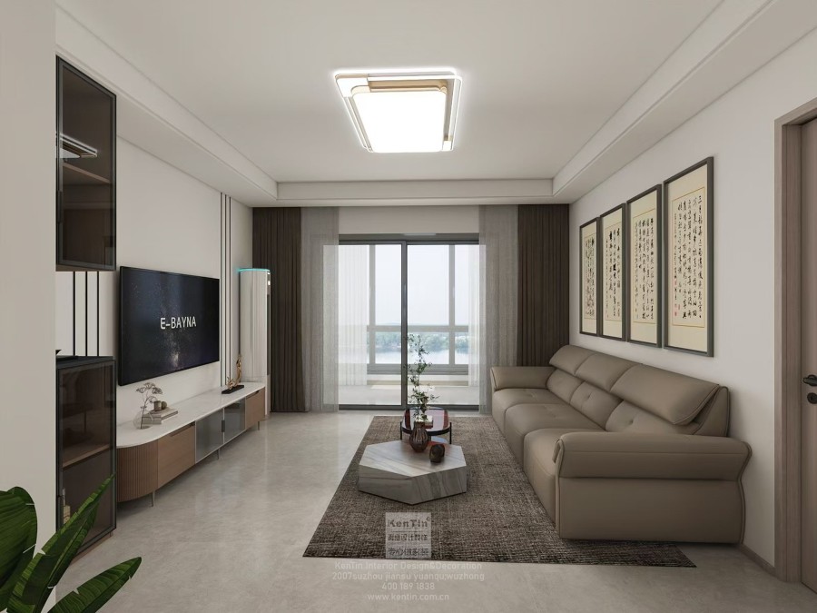 鳳凰胥岸現代簡約三居室客廳裝修效果圖