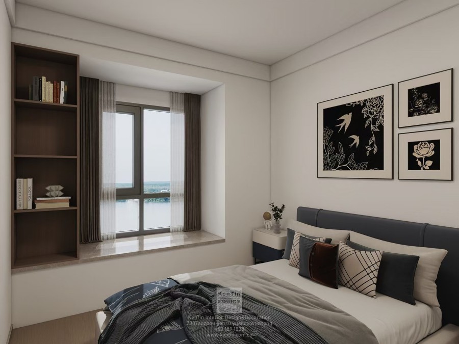 鳳凰胥岸現代簡約三居室臥室裝修效果圖