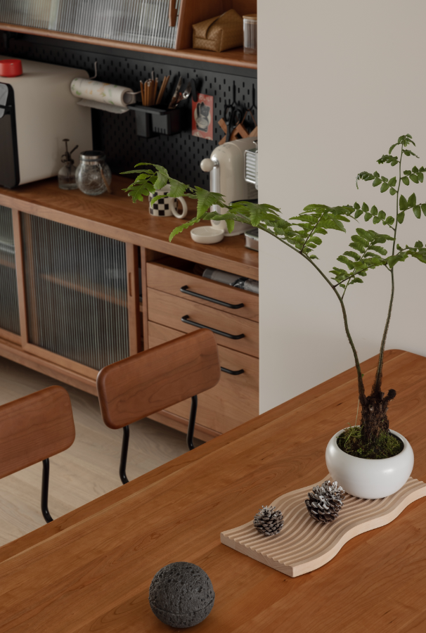 原木風(fēng)三居室餐廳裝修效果圖