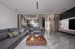 現代簡約別墅客廳裝修效果圖