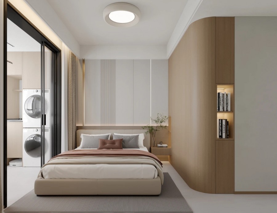 現代簡約三居室臥室裝修效果圖