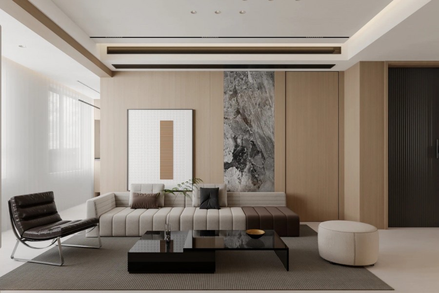 現代簡約三居室客廳裝修效果圖