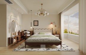 碧提雅苑奶油中古風三居室臥室裝修效果圖