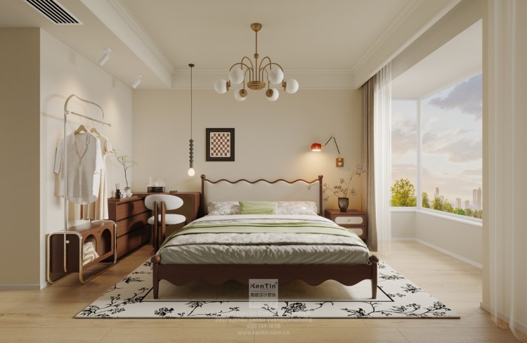 碧提雅苑奶油中古風三居室臥室裝修效果圖