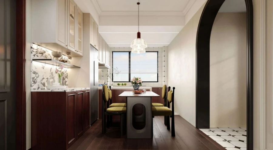 現代中式三居室餐廳裝修效果圖