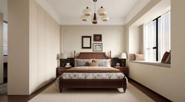 現代中式三居室臥室裝修效果圖