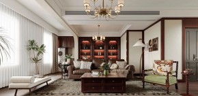 現代中式三居室客廳裝修效果圖