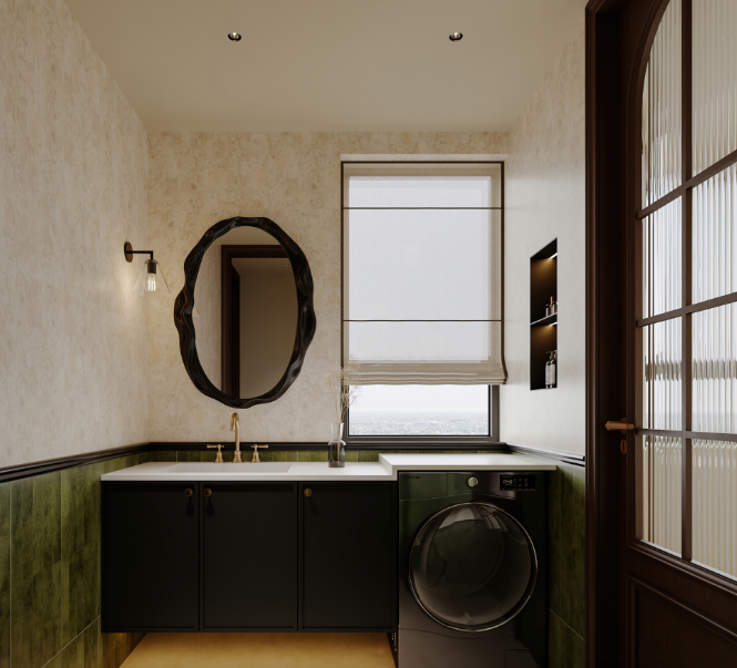 復古奶油風三居室衛生間裝修效果圖