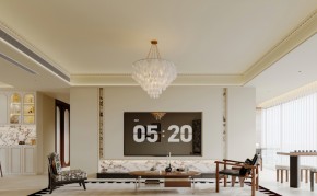 復古奶油風三居室客廳裝修效果圖