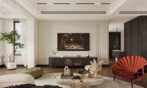 現代法式三居室客廳裝修效果圖