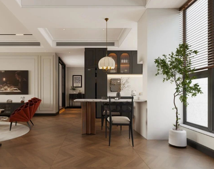 現代法式三居室餐廳裝修效果圖