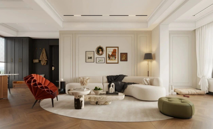 現代法式三居室裝修效果圖