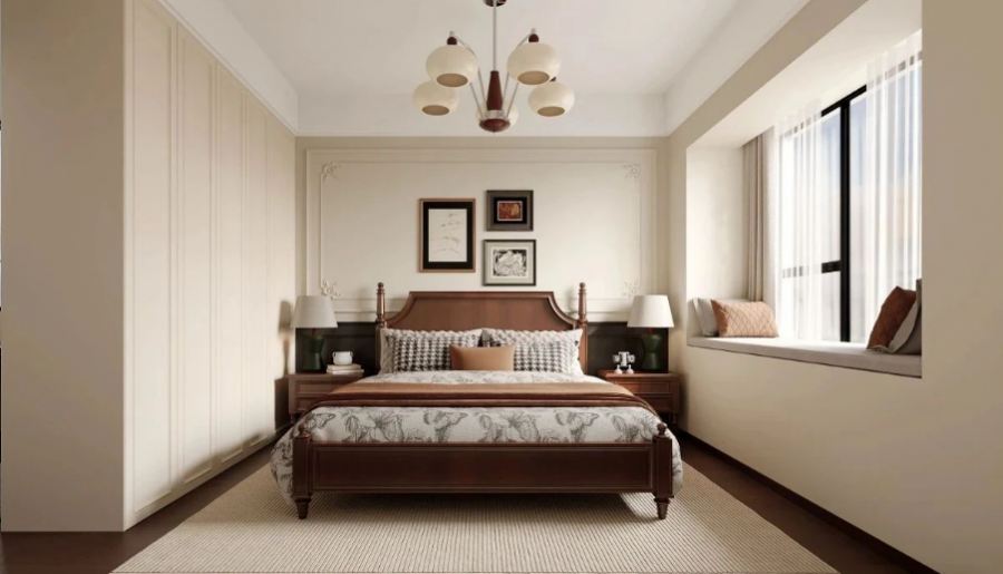 復古美式三居室臥室裝修效果圖