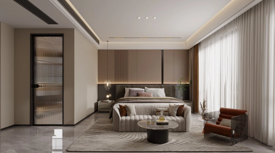 意式輕奢三居室臥室裝修效果