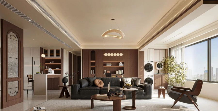 中古風三居室裝修效果圖