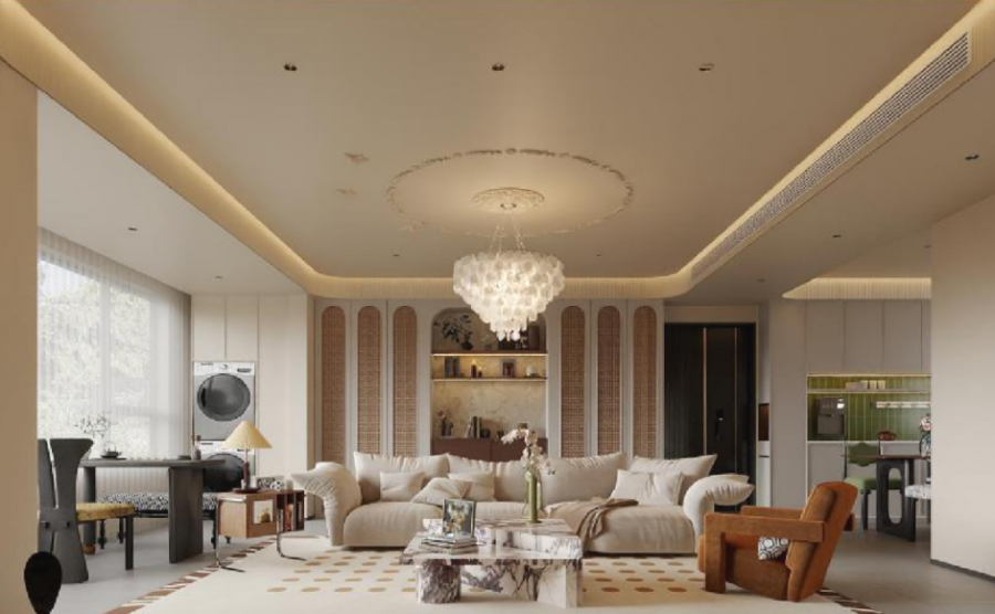 法式復古三居客廳裝修效果圖