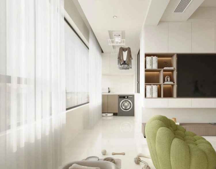 現(xiàn)代奶油風三居室陽臺裝修效果圖