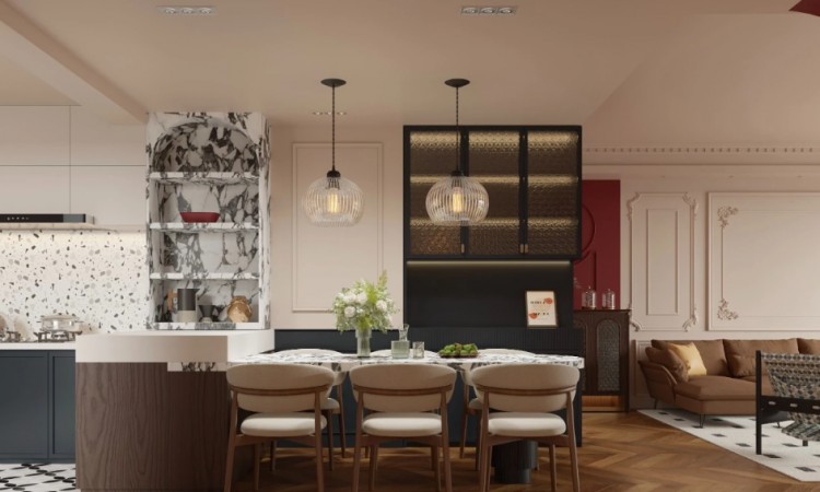 法式中古風(fēng)三居室餐廳裝修效果圖