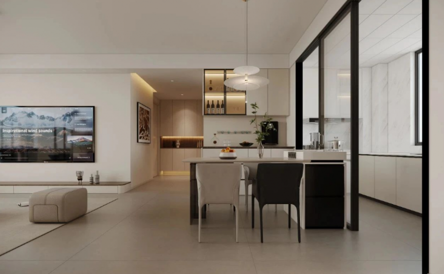 現代簡約三居室餐廳裝修效果圖