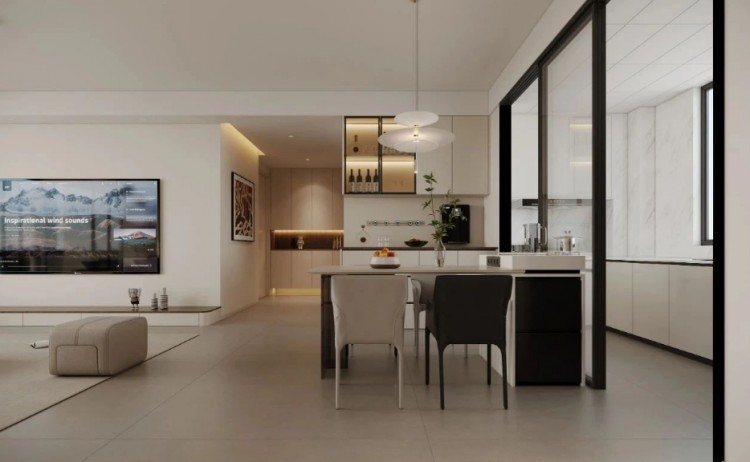 現(xiàn)代簡約三居室餐廳裝修效果圖