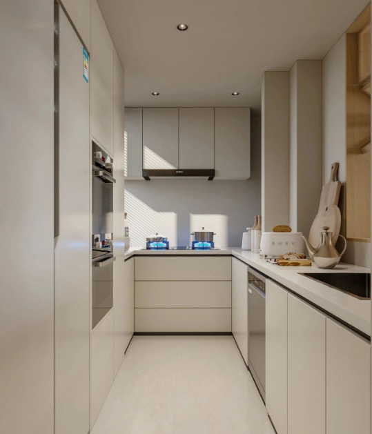 現代原木風三居室廚房裝修效果圖