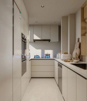 現代原木風三居室廚房裝修效果圖