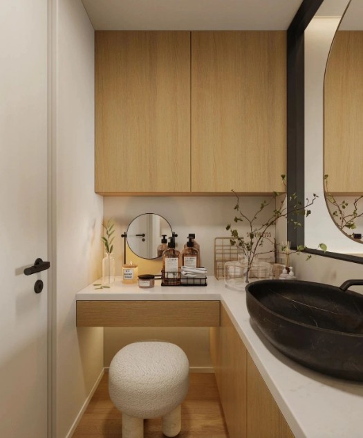 現代原木風三居室衛生間裝修效果圖