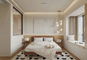 現代原木風三居室臥室裝修效果圖
