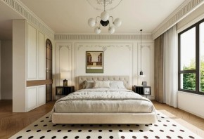 奶油中古風三居室臥室裝修效果圖