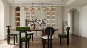 奶油中古風三居室餐廳裝修效果圖