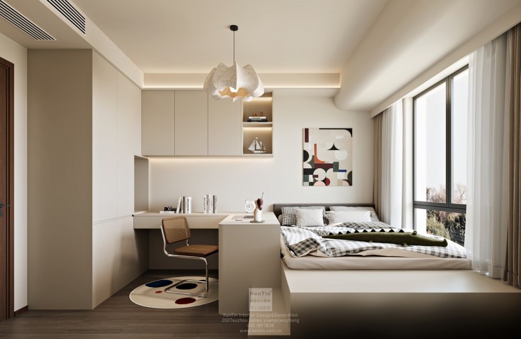 云棲隱山中古風(fēng)三居室兒童房裝修效果圖